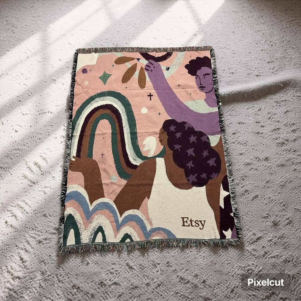 Etsy Branded Woven Cotton Throw Blanket